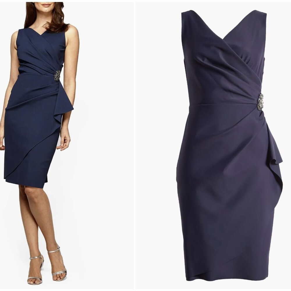 Alex Evenings Alex s Women's Compression Embellished Ruched Dress | SIZE 12